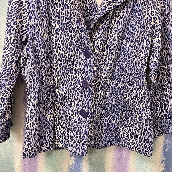Joan Rivers blue leopard print blazer size small - Picture 3 of 6